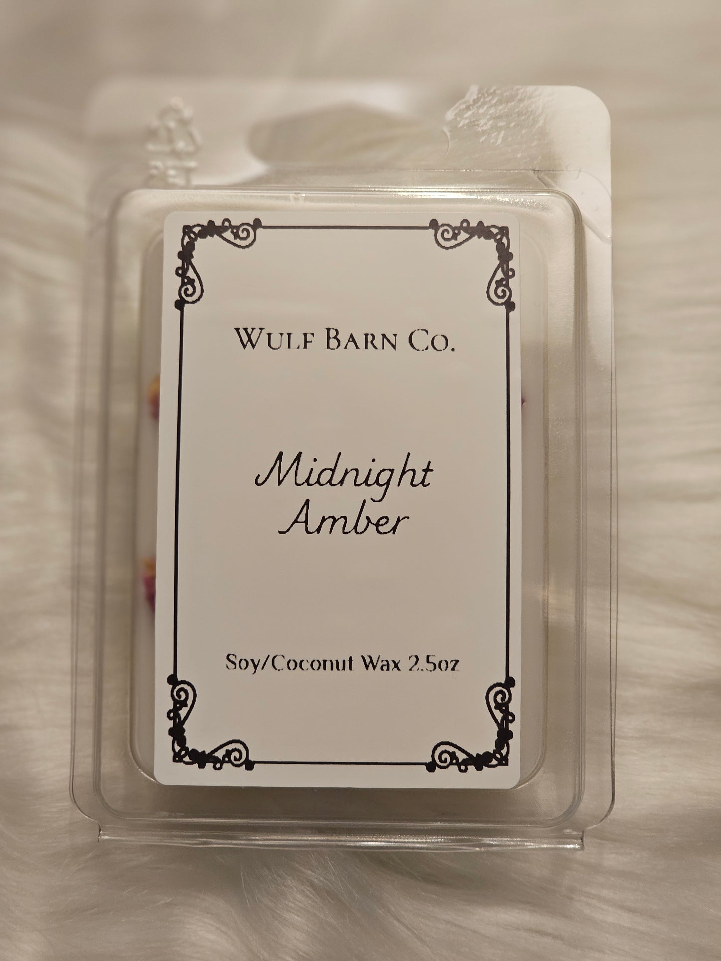 Midnight Amber Wax Melts w/ dried rose pedals