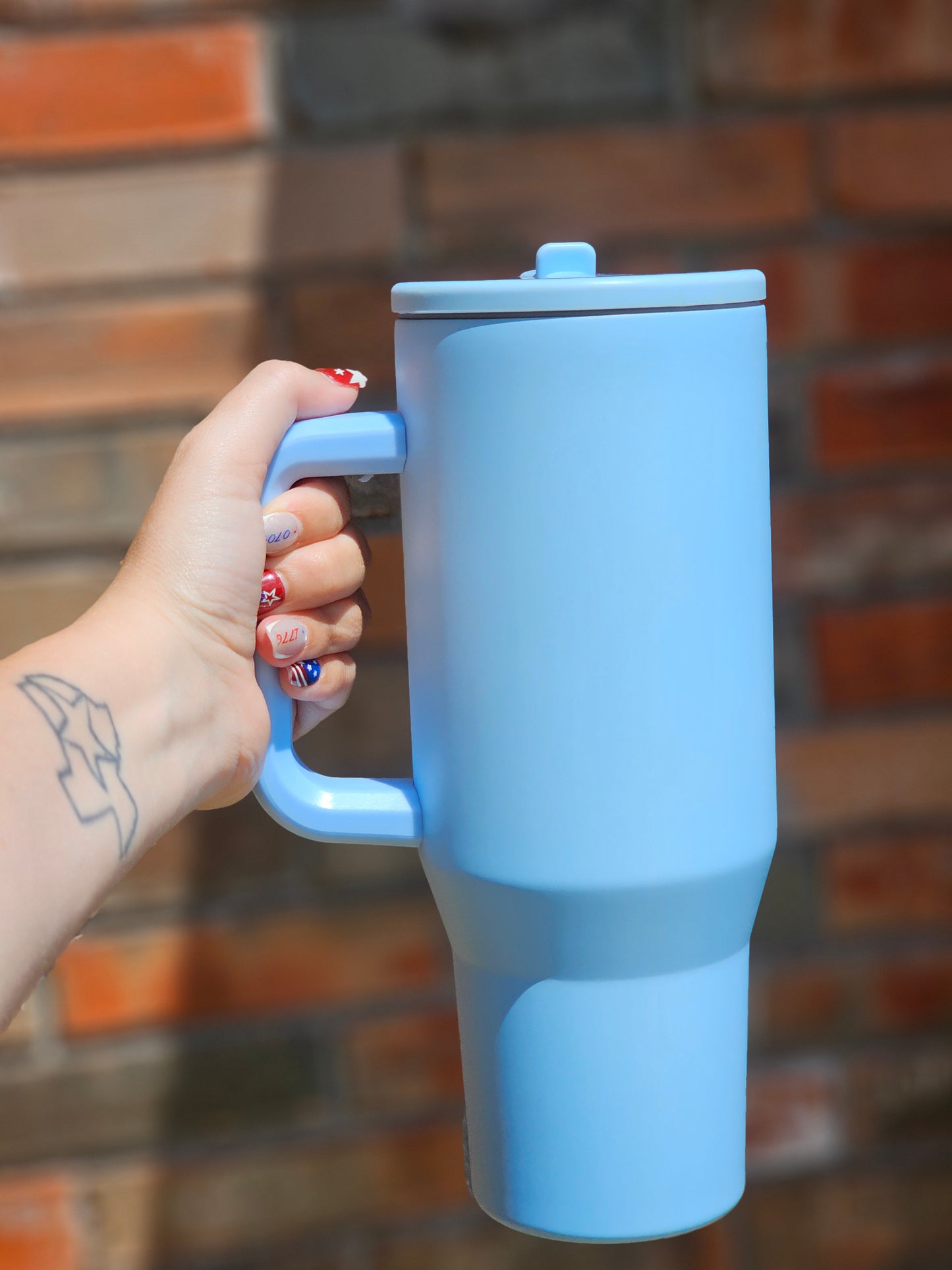 Blue 40oz Stainless Steel Leak-Proof Flip Straw Tumbler