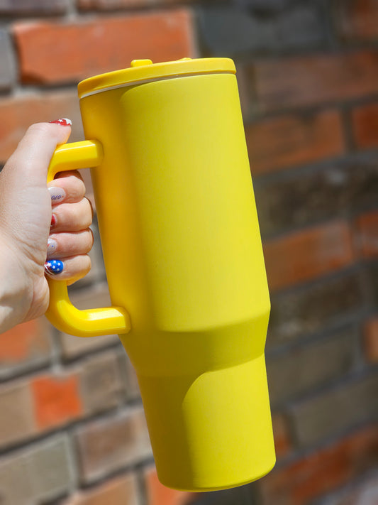 Yellow 40oz Stainless Steel Leak-Proof Flip Straw Tumbler