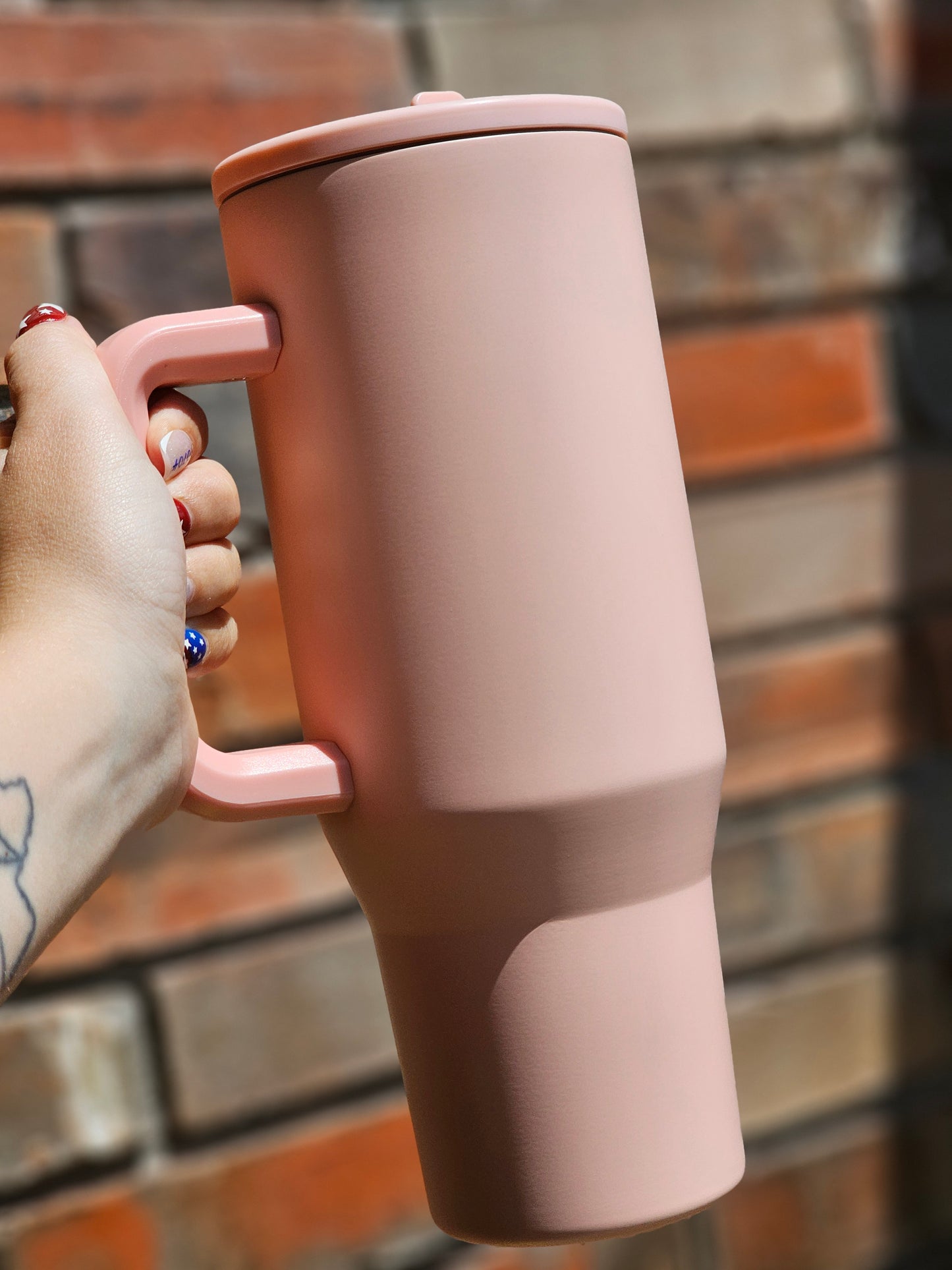 Peach 40oz Stainless Steel Leak-Proof Flip Straw Tumbler