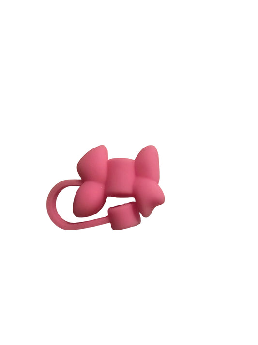 Pink bow straw topper