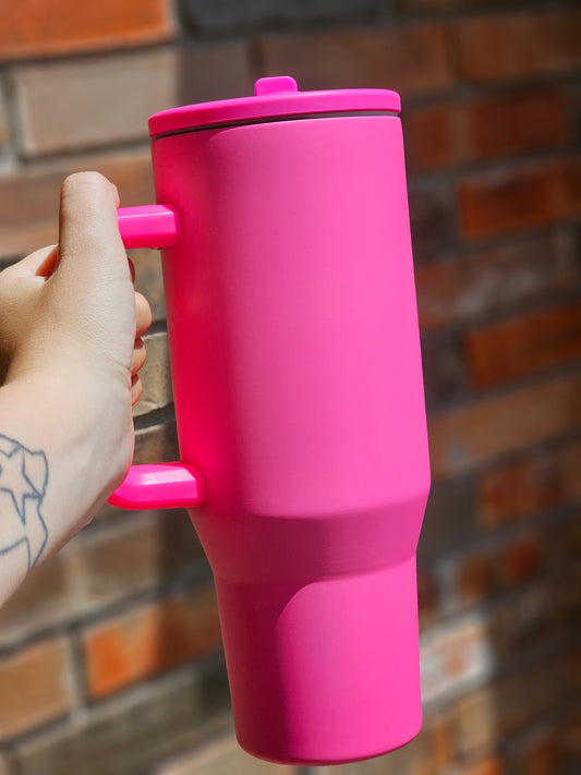 Hot Pink 40oz Stainless Steel Leak-Proof Flip Straw Tumbler