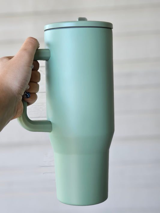 Mint Green 40oz Stainless Steel Leak-Proof Flip Straw Tumbler